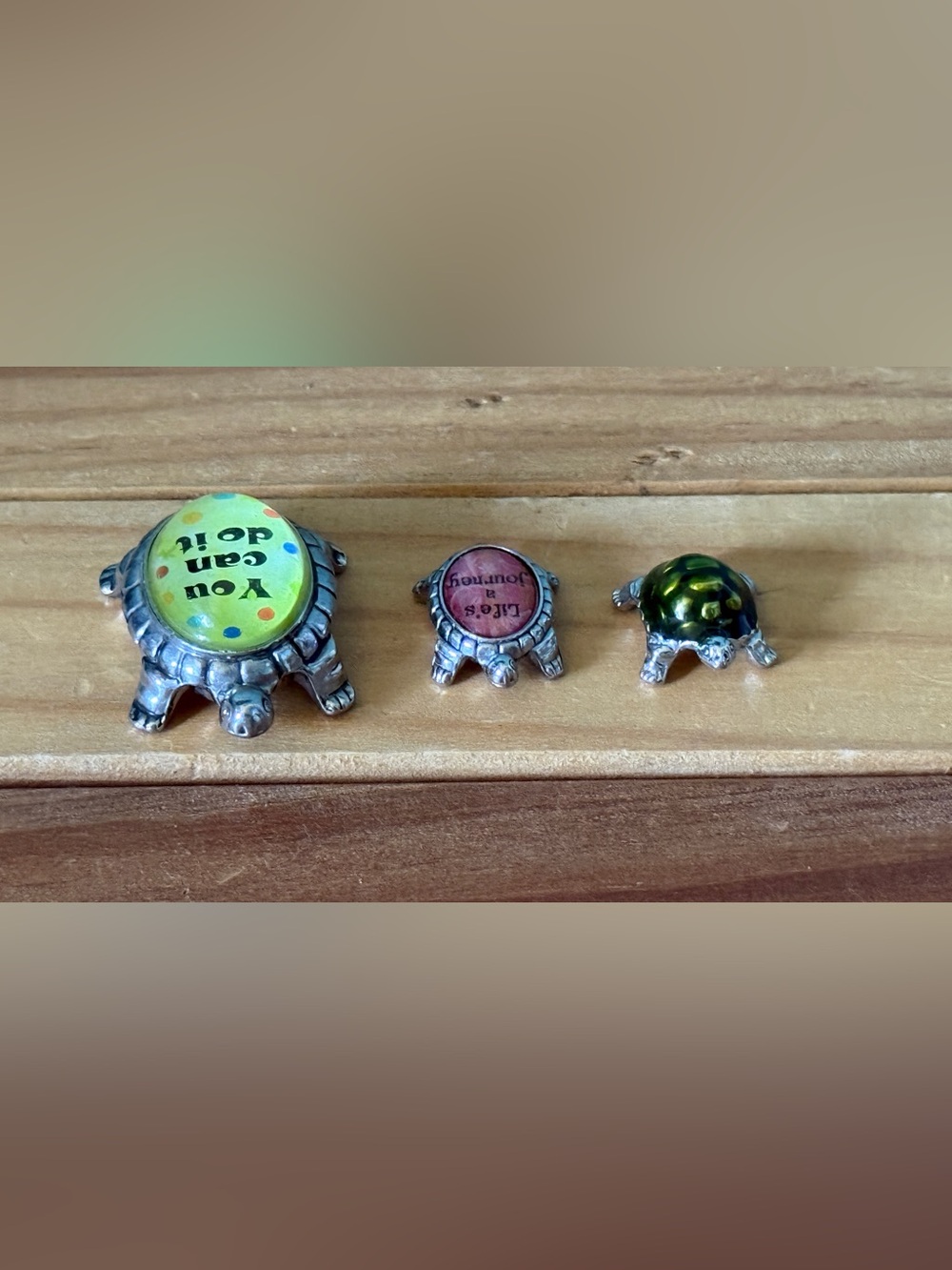 Lot of 3 Ganz Pewter Lucky Little Turtle Charms You Can Do It Life’s a Journey